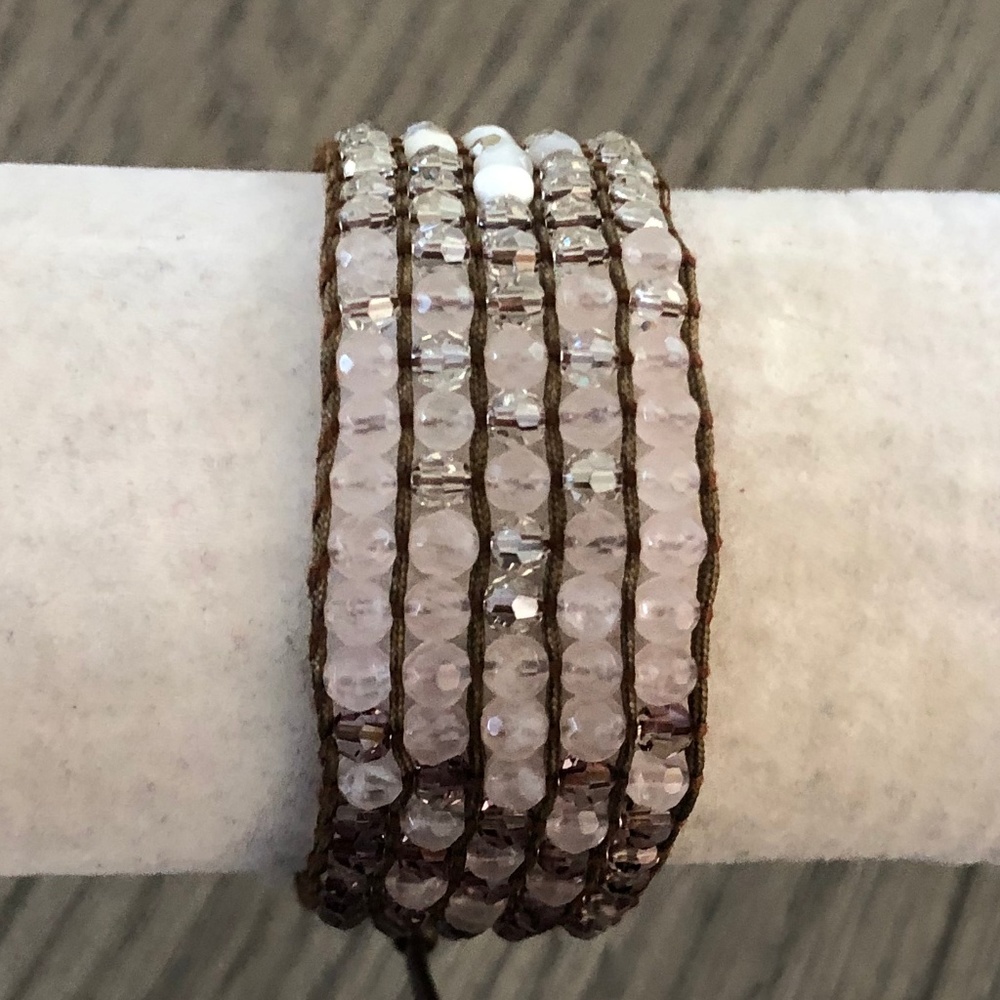 New Auth Chan Luu Peach Fire Agate Mix Cuff Leathe